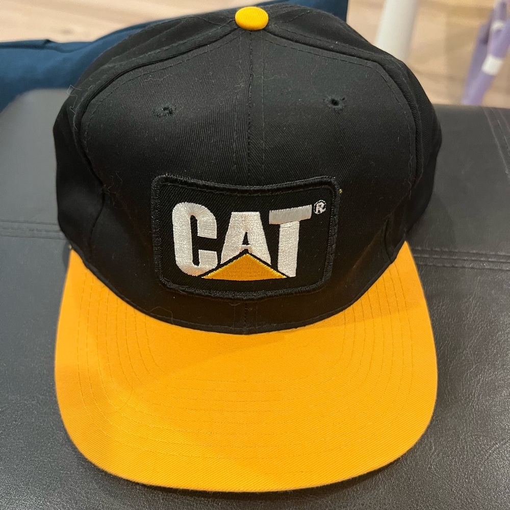 Vintage CAT Caterpillar Hat Cap Black Trucker Snapback Adjustable Tonkin Otto